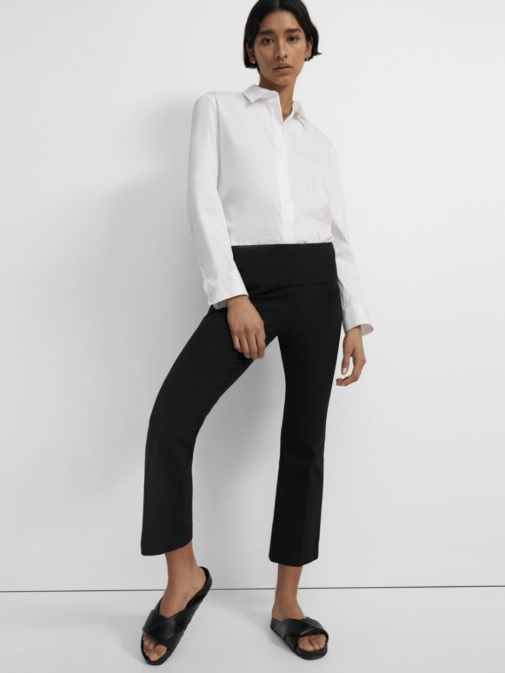 Theory Yoke Pant Eco Stretch Cotton cropped flare pants
